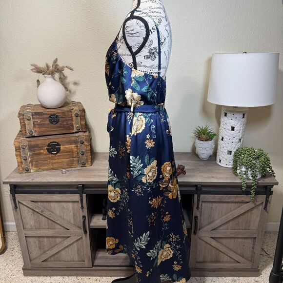 Hello Molly Falling In Style Floral Midi Dress Waist Tie Size 6 High Low Wedding - Picture 6 of 11
